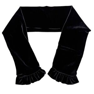 Vintage 90's PAOLO GUCCI Velvet Scarf Black‎ Gray Ruffle 40"